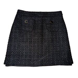 Maison DAmélie Black Tweed Skirt Size 6 Classic Preppy Casual Office Work‎ Wear